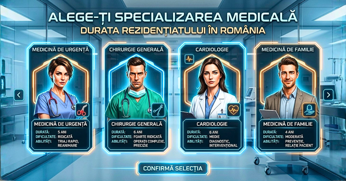 Durata rezidențiat medicină Specialități medicale rezidențiat România — tabel cu durata pregătirii pe categorii